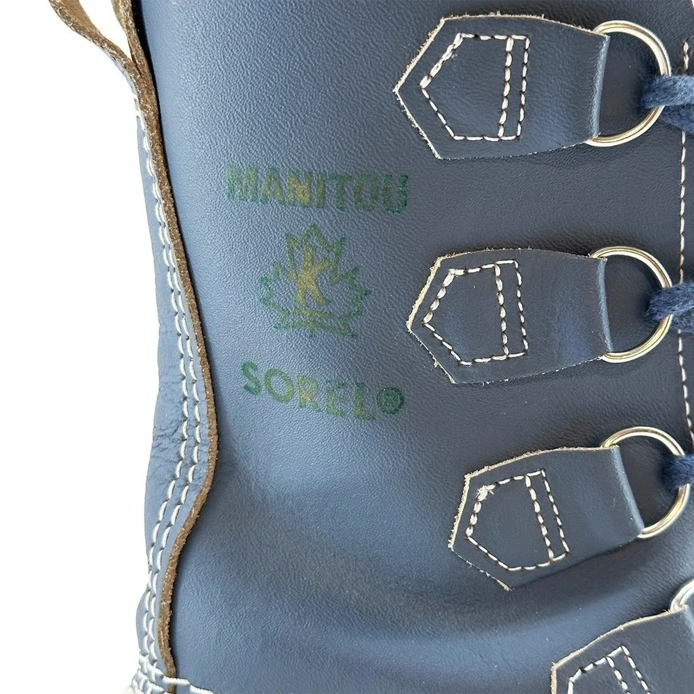 SOREL Vintage Manitou Wool‎ Lined Winter Snow Boots • 5 • blue • gorpcore ski